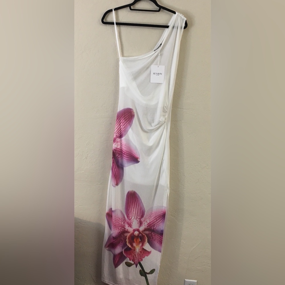 Runaway The Label Orchid Floral Dress Large White Romantic Evening Party NWT - Picture 3 of 11